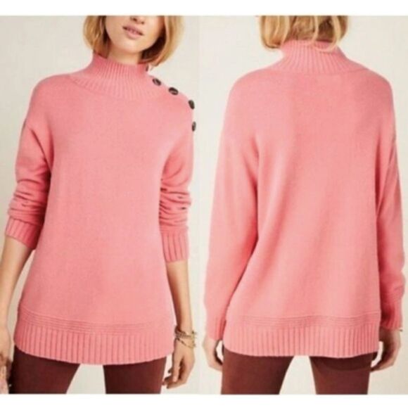 Anthropologie | mock turtleneck sweater in pink/salmon color | oversized | XS - Picture 1 of 8